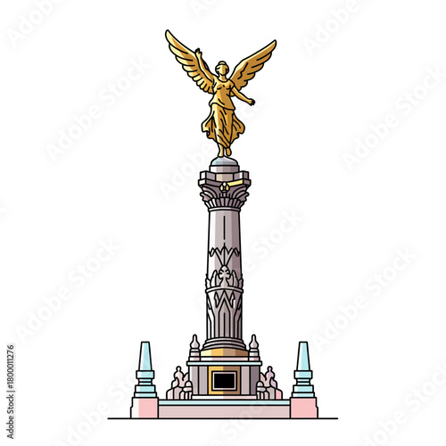 Torre Eiffel Mexico City Angel of Independence Vector