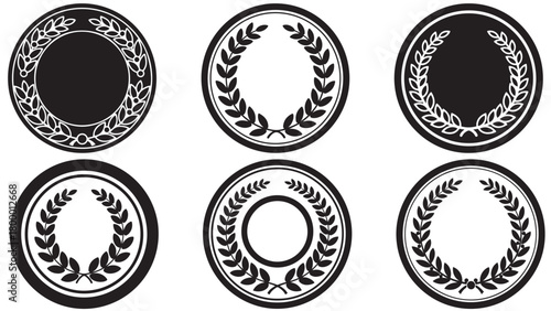 Badge Coin with Laurel Wreath Emblem — Classic Monetary Award and Recognition Symbol for Finance, Wealth and Corporate Honors