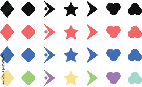 Flèche and Bullet point List Icon set. Text Editor and Content Formatting Symbols. List Item and Navigation Pointer