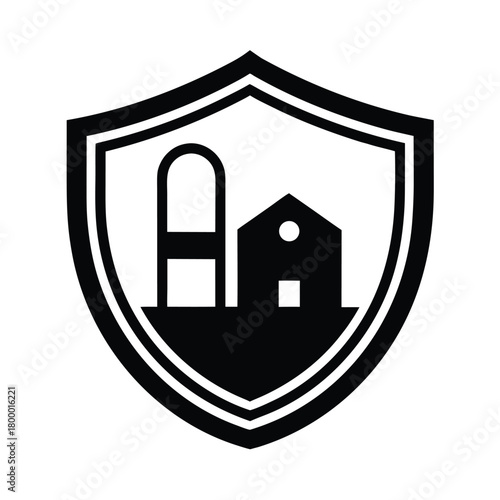 Industrial Security Background Icon Title
