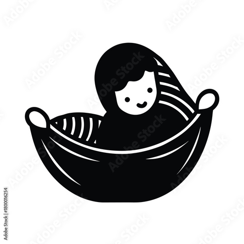 Infant In Straw Cradle Icon Title