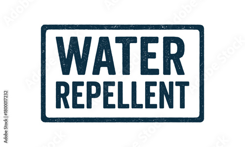 Rectangular badge WATER REPELLENT condensed navyblue ink texture print opacity rustic pressure