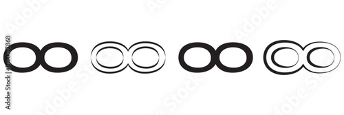 Set of infinity symbols. Infinity. Symbol of repetition. Vector illustration.