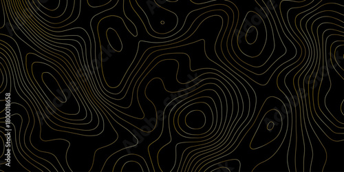 black background with an abstract topographic map pattern featuring wavy contour lines, pattern design element  for geographical representation