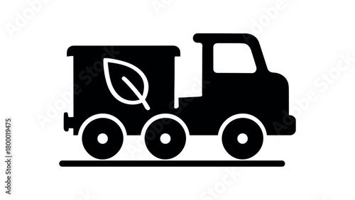 eco train ride flat black solid vector illustration isolated on white background