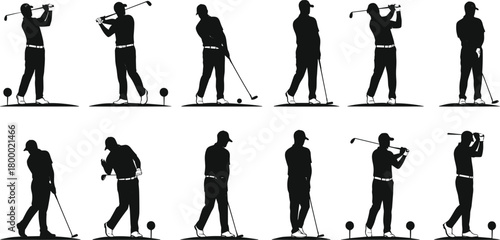 golf, swing, silhouette, posture, stance, club, ball, motion, technique, athlete, sport, tee, follow-through, training, precision