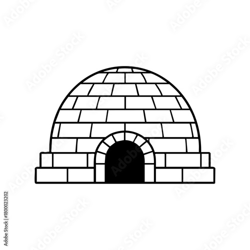Igloo made of stacked ice blocks representing Arctic shelter, cold-climate living and traditional winter architecture.