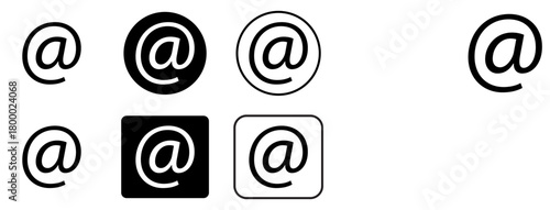 At symbol variations, email address, internet communication, social media network icon set design
