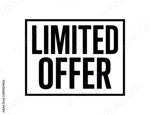 Clean bold typography with text LIMITED OFFER modern condensed font geometric layout isolated on white background minimal vector design commercial lettering style