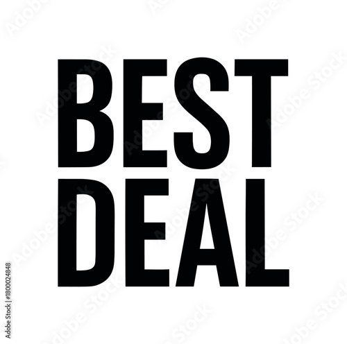 Clean bold typography with text BEST DEAL modern condensed font geometric layout isolated on white background minimal vector design commercial lettering style
