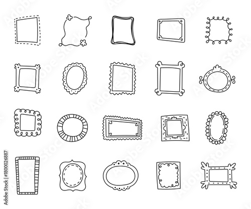 Curve doodle frame outline set for decorative design element showing different handmade borders shapes contours sketches and art objects for your creative projects