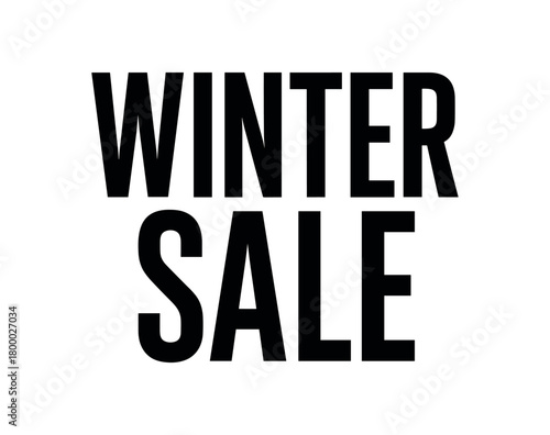 Clean bold typography with text WINTER SALE modern condensed font geometric layout isolated on white background minimal vector design commercial lettering style
