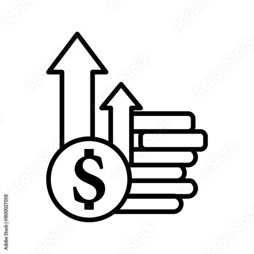 money-growth-arrows-icon vector illustration, pictogram isolated on white background. color editable