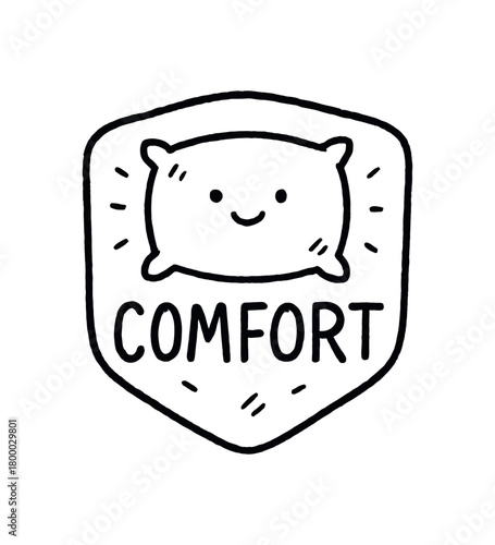 handdrawn cute doodle style smooth surface comfort badge vector line illustration