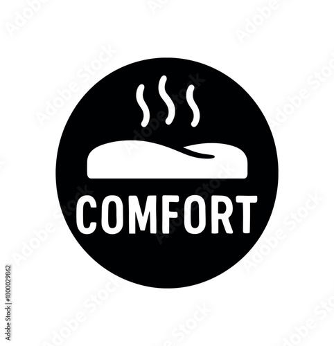 smooth surface comfort badge flat black solid vector illustration isolated on white background
