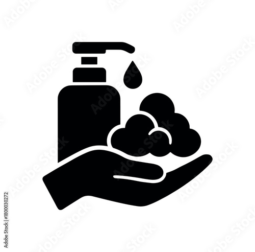 microfoam gentle cleanse symbol flat black solid vector illustration isolated on white background