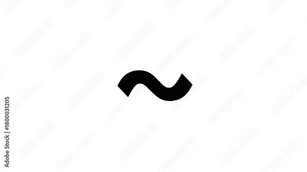 Fototapeta premium Minimalist Black Tilde Wave Mark Symbol Graphic Element on Clean White Background