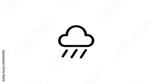 Simple outline rain cloud icon. Minimalist black and white vector illustration of a weather forecast symbol with drops.