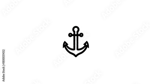 Simple black outline anchor icon on a clean white background. Nautical symbol for marine, sailing, and maritime themes.