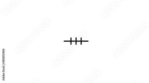 Tally mark counting five, simple black graphic on white background, mathematical symbol for tracking quantity