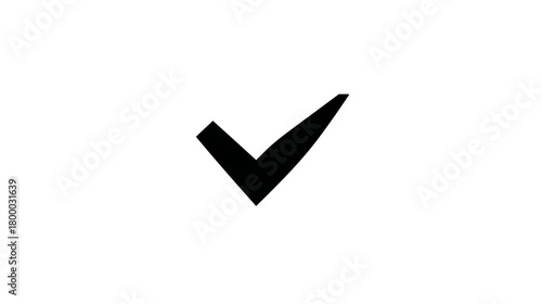 Black Check Mark Icon Symbol Isolated on White Background for Success, Completion, Approval, or Correctness
