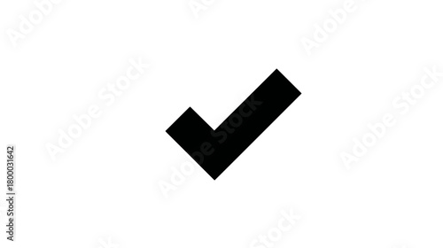 Black checkmark or tick symbol isolated on white background, representing success, completion, correctness, and approval