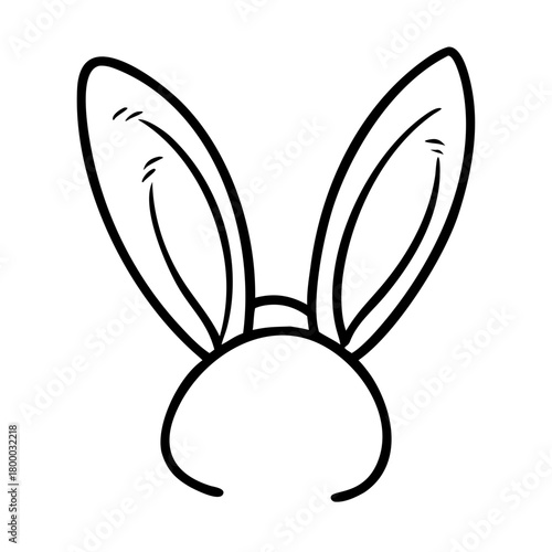 Cartoonish childlike line icons showing rabbit ears, whimsical headwear that's simple and fun. These rabbit ears are perfect as a simple cartoonish childlike line icon for cute designs and artwork.