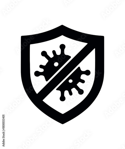 germ free surface shield symbol flat black solid vector illustration isolated on white background
