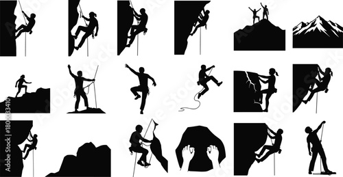 climbing, mountaineering, silhouette, mountain, rope, gear, summit, bouldering, adventure, hiking, peak, harness, outdoor, ascent, grip