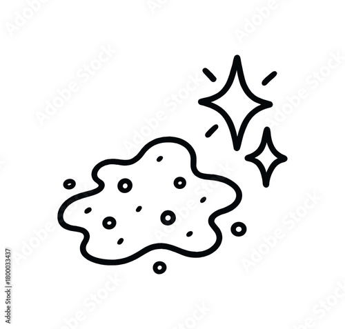 handdrawn cute doodle style stain removal sparkle icon vector line illustration