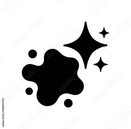 stain removal sparkle icon flat black solid vector illustration isolated on white background