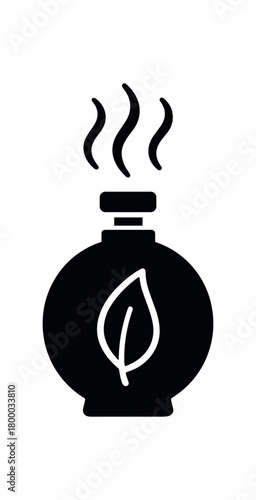mild fragrance aroma wave flat black solid vector illustration isolated on white background