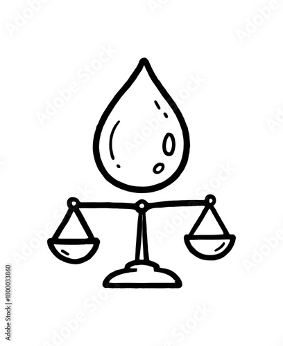 handdrawn cute doodle style balanced moisture droplet symbol vector line illustration