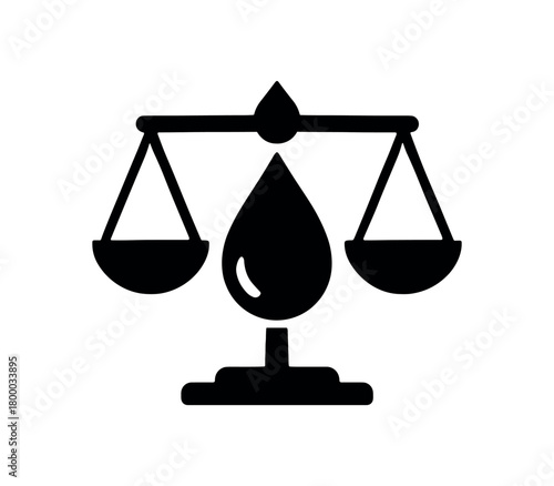 balanced moisture droplet symbol flat black solid vector illustration isolated on white background