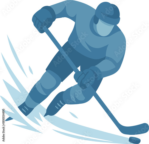 Ice hockey player in motion with puck sport winter sport