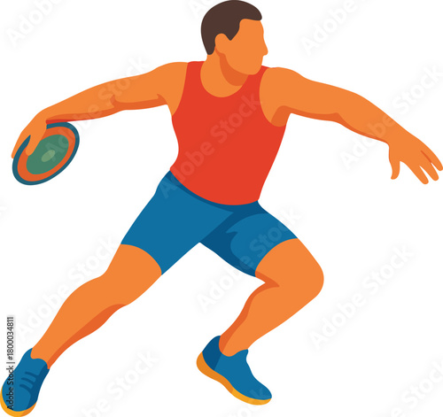 Male athlete throwing discus in motion discus thrower