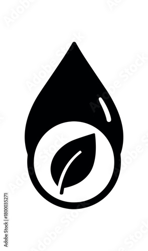 natural origin ingredient droplet flat black solid vector illustration isolated on white background