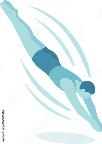 Man diving into water illustration swimmer male