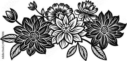 Wallpaper Mural Flower Brush Hand-Drawn Vector Set — Botanical Floral Line Art Illustrations, Decorative Sketch Flowers, Ink Brush Strokes, Vintage Outline Blossom Elements for Design Torontodigital.ca