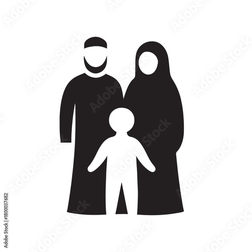 Vector illustration of a family, Muslim family unity vector design