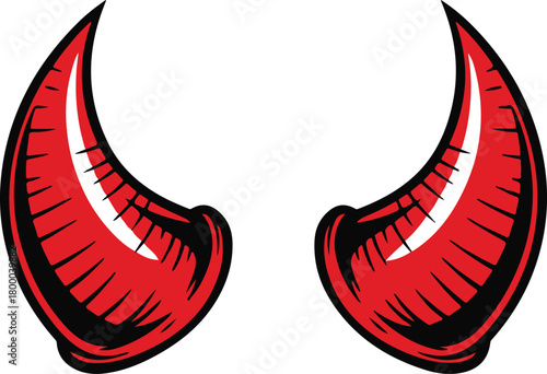 Pair of red devil horns, aggressive comic style vector illustration