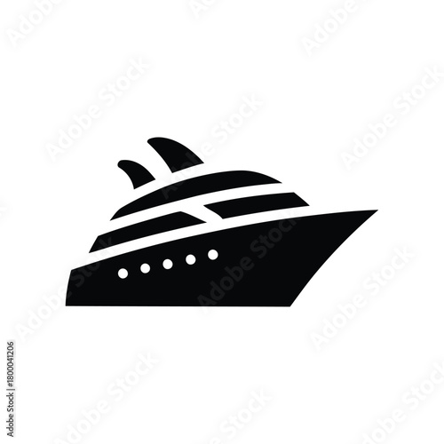 Silhouette icon of a modern cruise ship or luxury yacht vessel