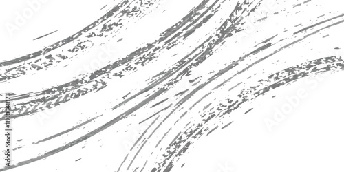 Abstract gray brush strokes with textured pattern on a pure white background