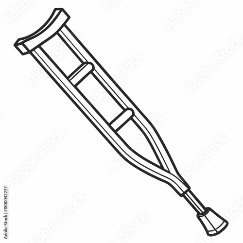 Outline illustration of a crutch isolated on for support