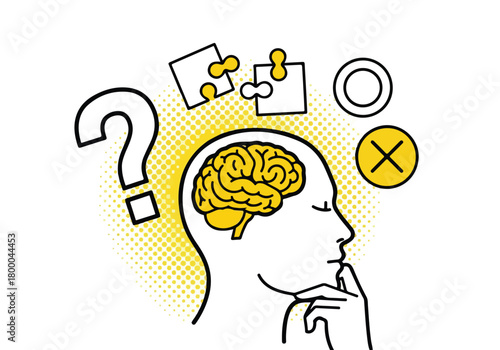 Problem-solving, critical thinking, decision, concept with brain - Flat stock illustration