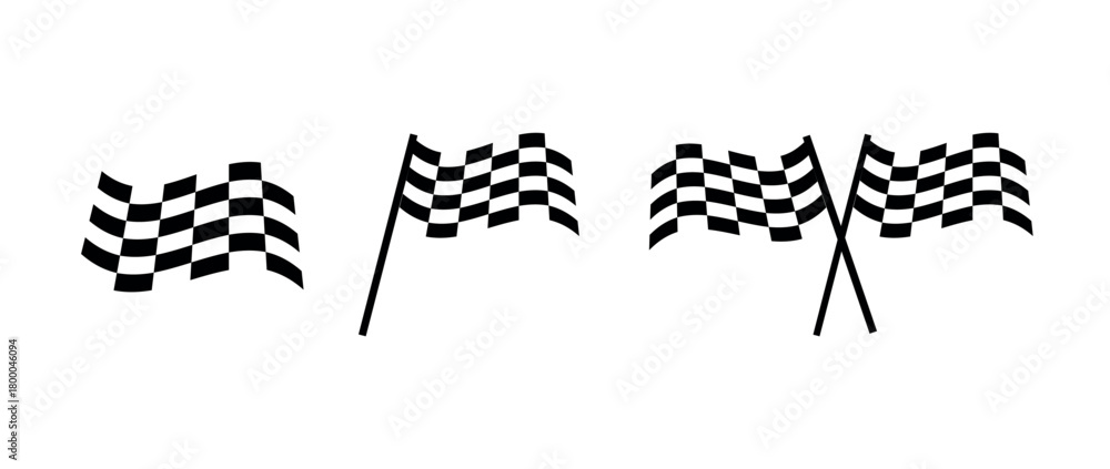 Naklejka premium vector illustration of a racing flag. checkered race flag waving finish line racing flag. speed concept with waving checkered fag.