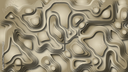 A three-dimensional abstract topographic relief reminiscent of a 3D landscape. Smooth transitions of shades create a sense of depth and chiaroscuro.