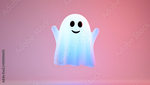 Cute 3D Ghost Illustration Whimsical Character for Halloween & Spooky Concepts, Generative AI