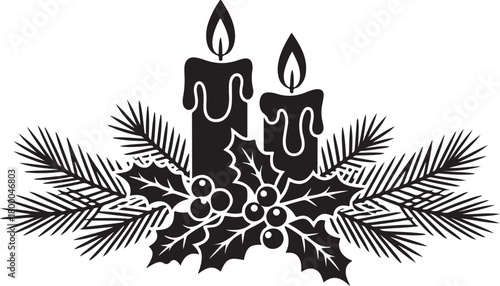 Christmas candle arrangement in vintage silhouette style