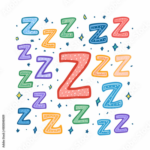 Sleep zzzz doodle symbol set. Sleepy dream icon. Doodle comic sketch style vector illustration.